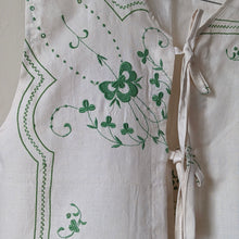 Load image into Gallery viewer, Green Embroidered Tie Front Top
